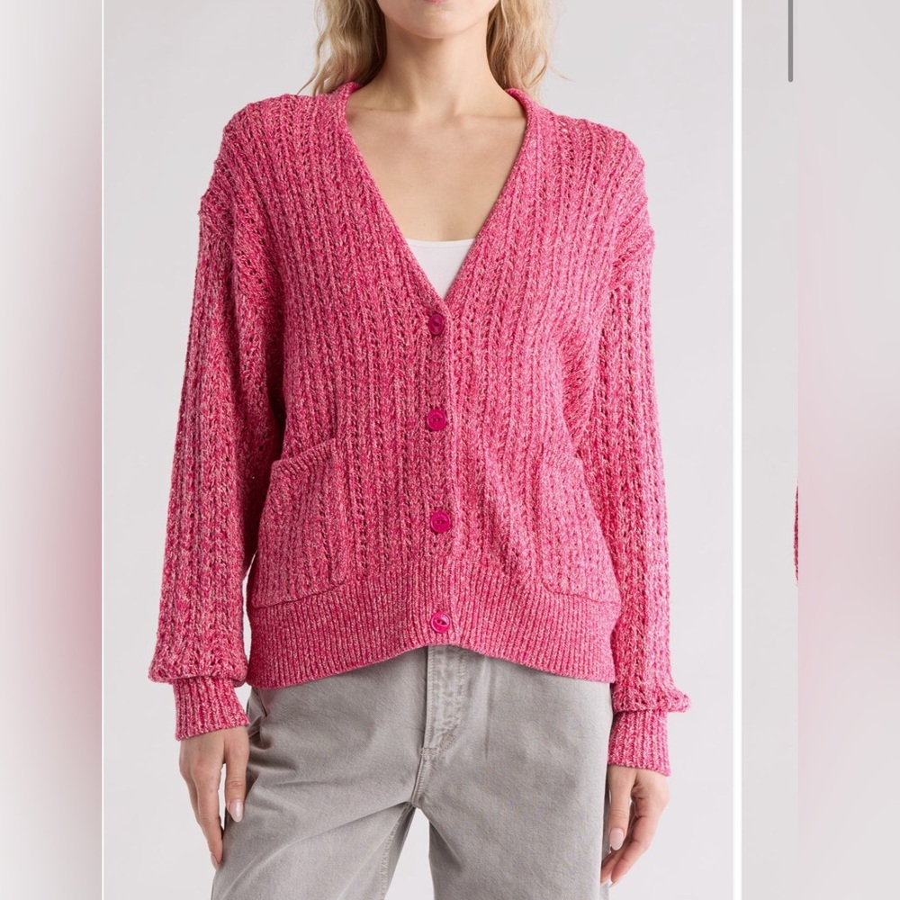 rag & bone Pink Open Knit Cardigan
